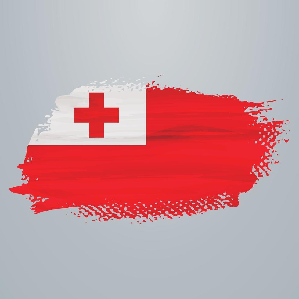 Tonga flag brush vector
