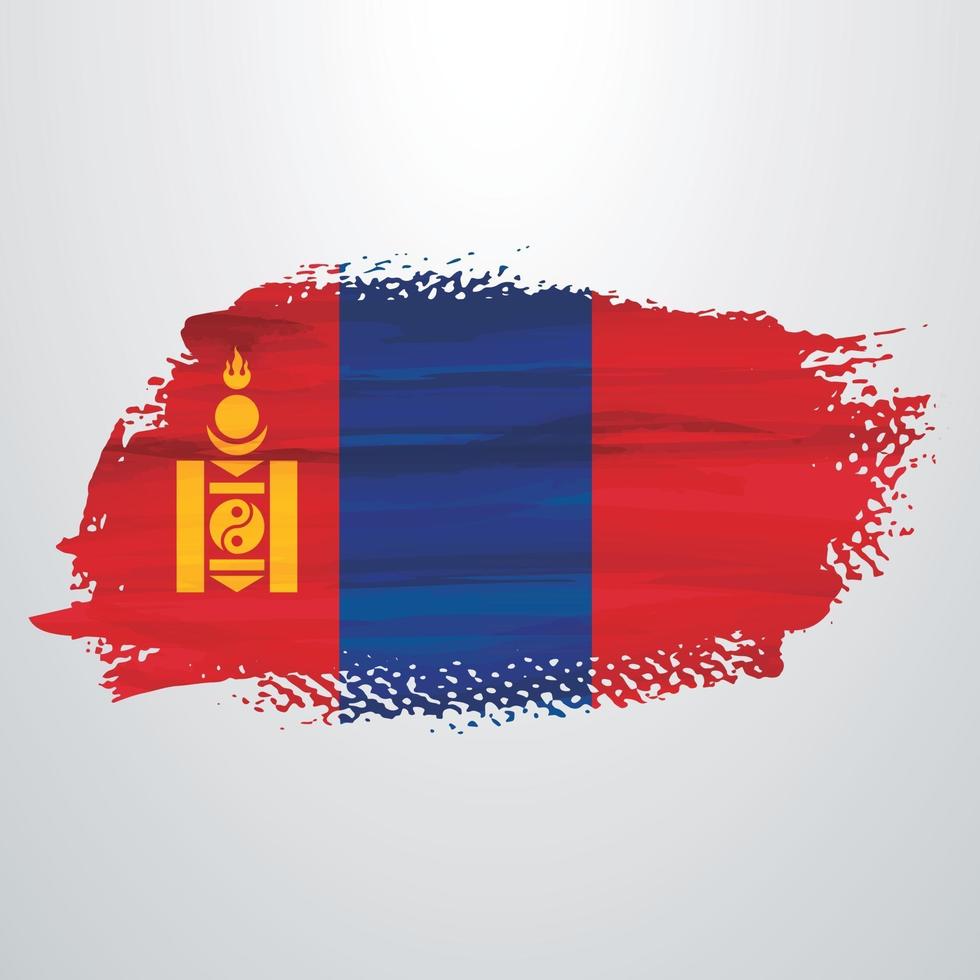 Mongolia flag brush vector