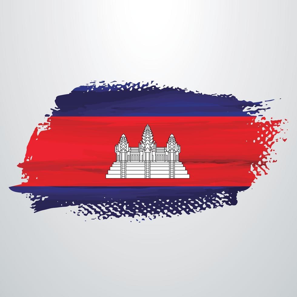 Cambodia flag brush vector