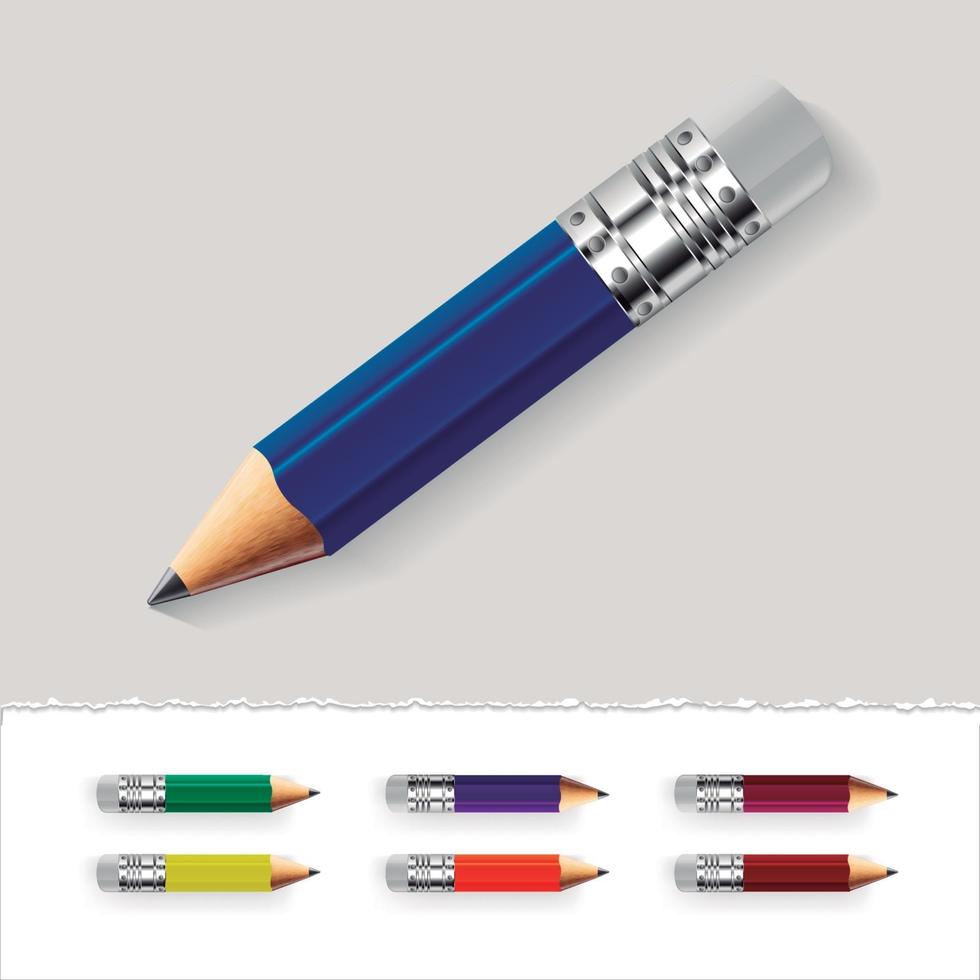 Set collection pencil color vector