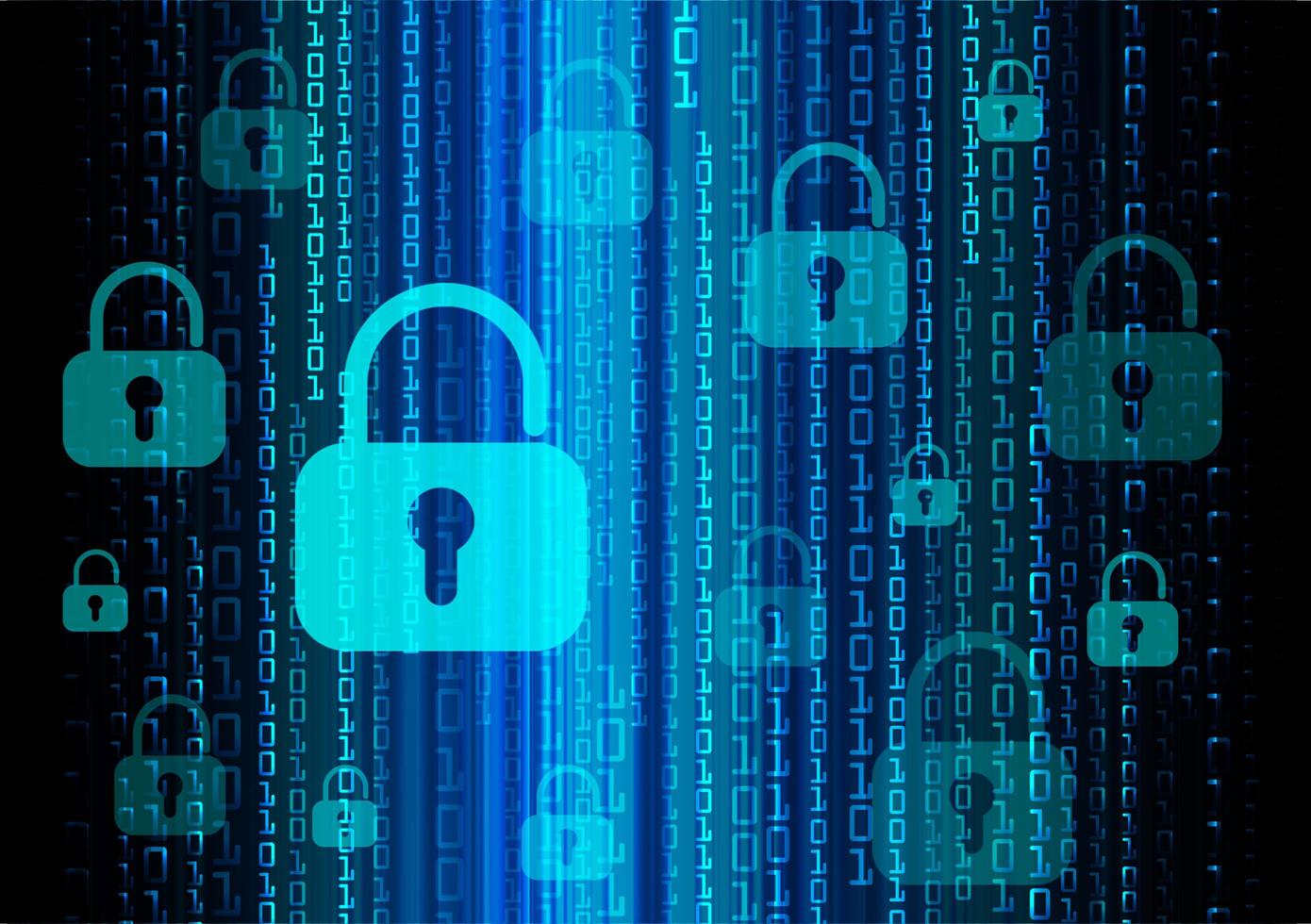 Closed Padlock on digital background, cyber security photo
