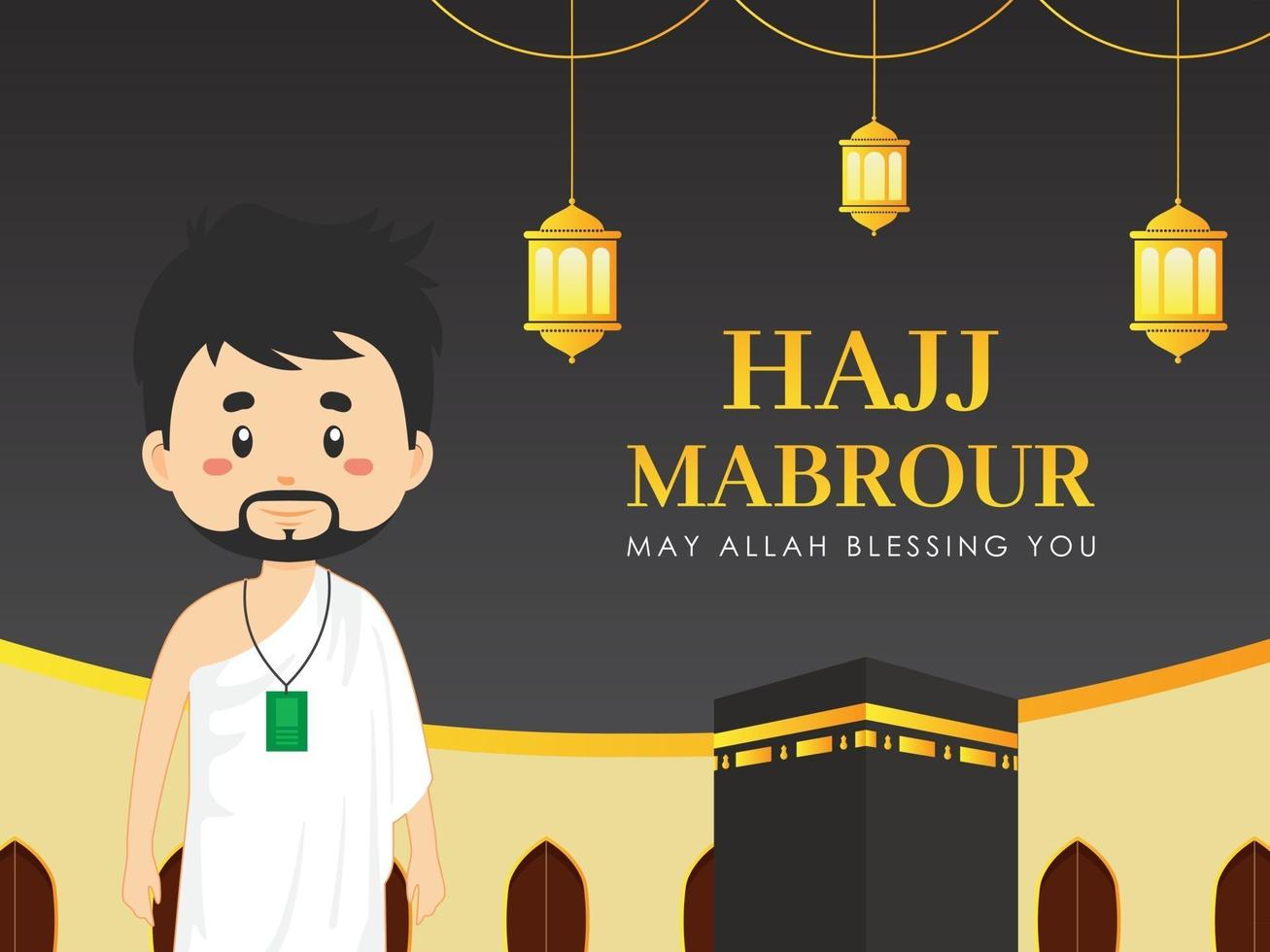 Hajj Mabrour Greeting Card with Character vector