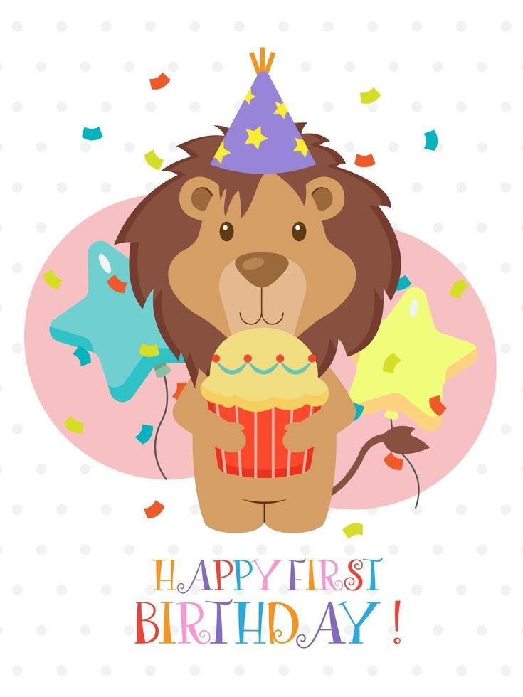 Lovely First Birthday Card Design vector