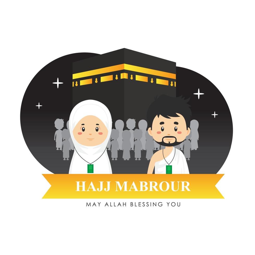 tarjeta de felicitación hajj mabrour con carácter vector