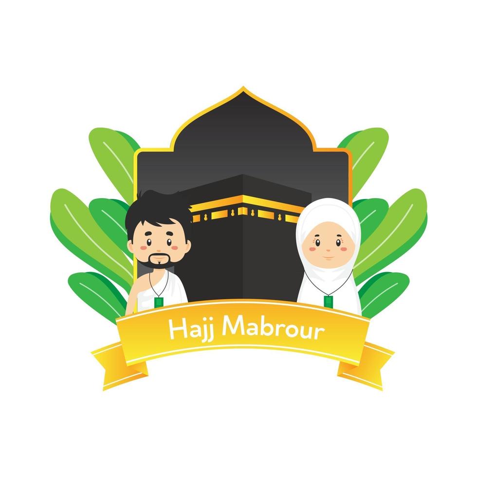 Hajj Mabrour Greeting Card with Character vector