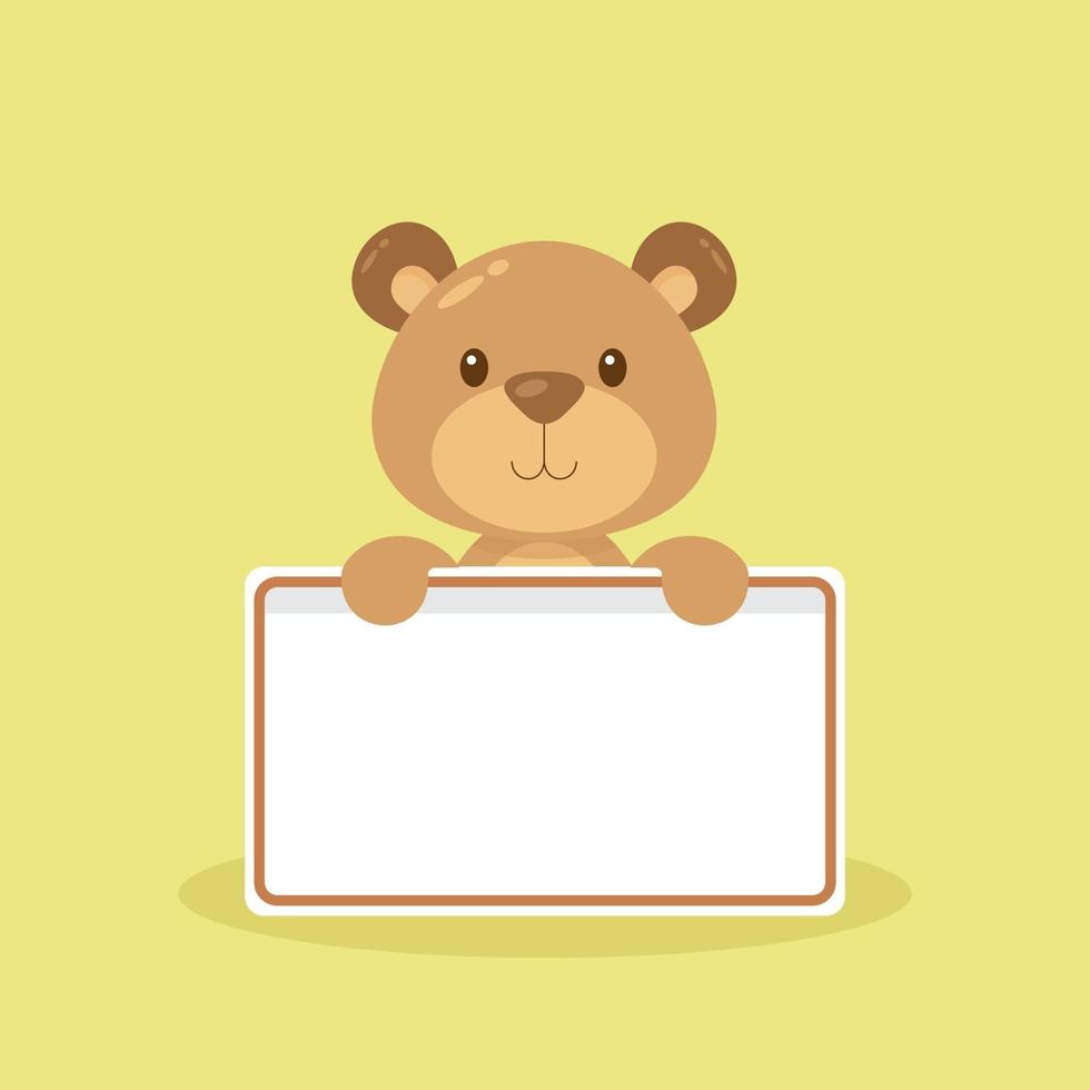 Cute Bear Holding Blank Text Board vector