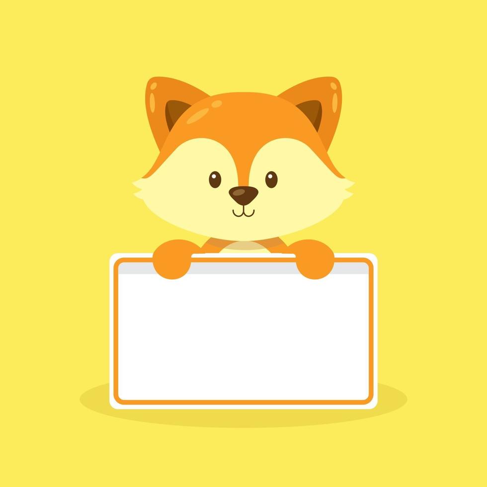 Cute Fox Holding Blank Text Board vector