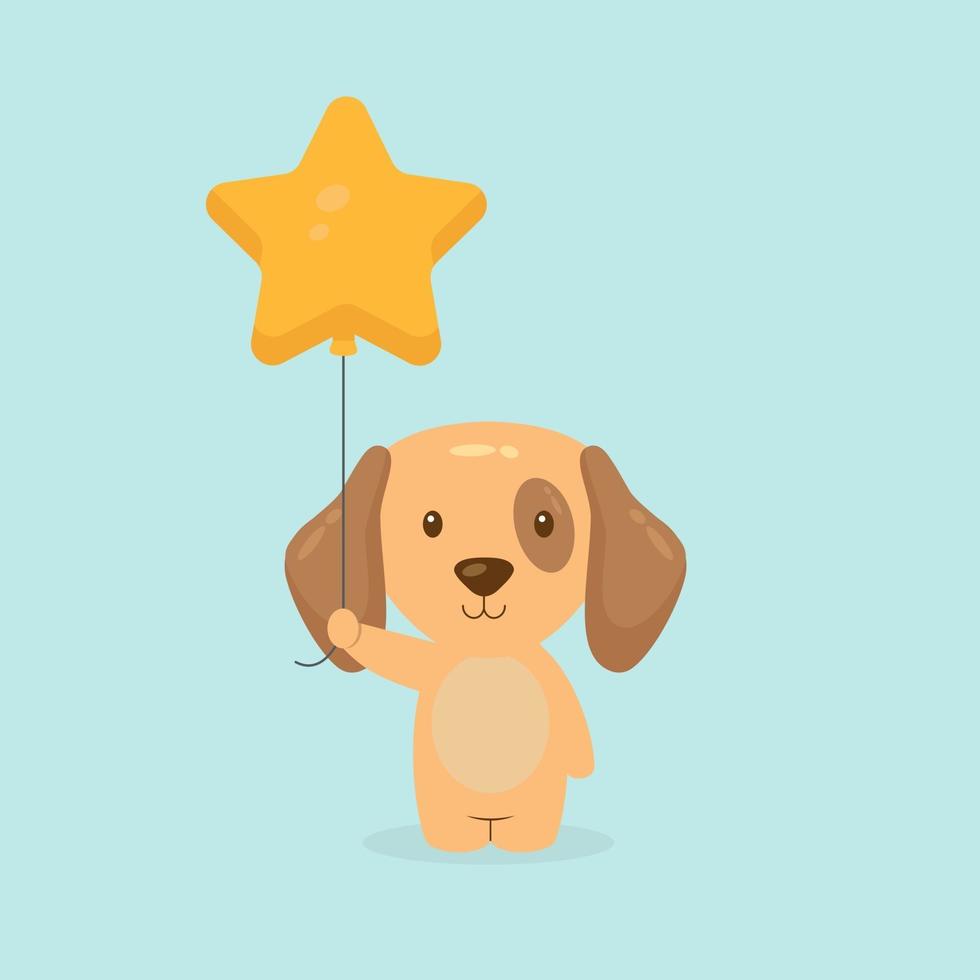 Cute Dog Holding Balloon Free Vector