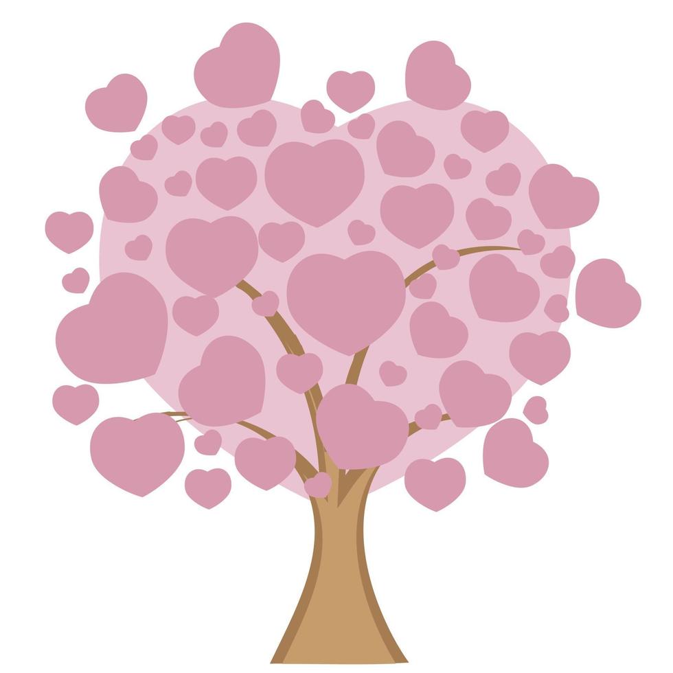 Love tree with heart leaves vector