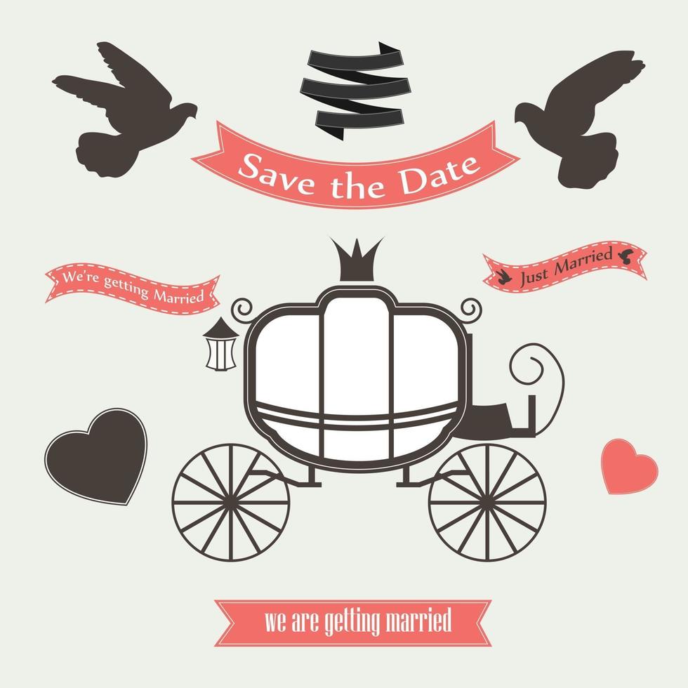 Vintage wedding invitation vector