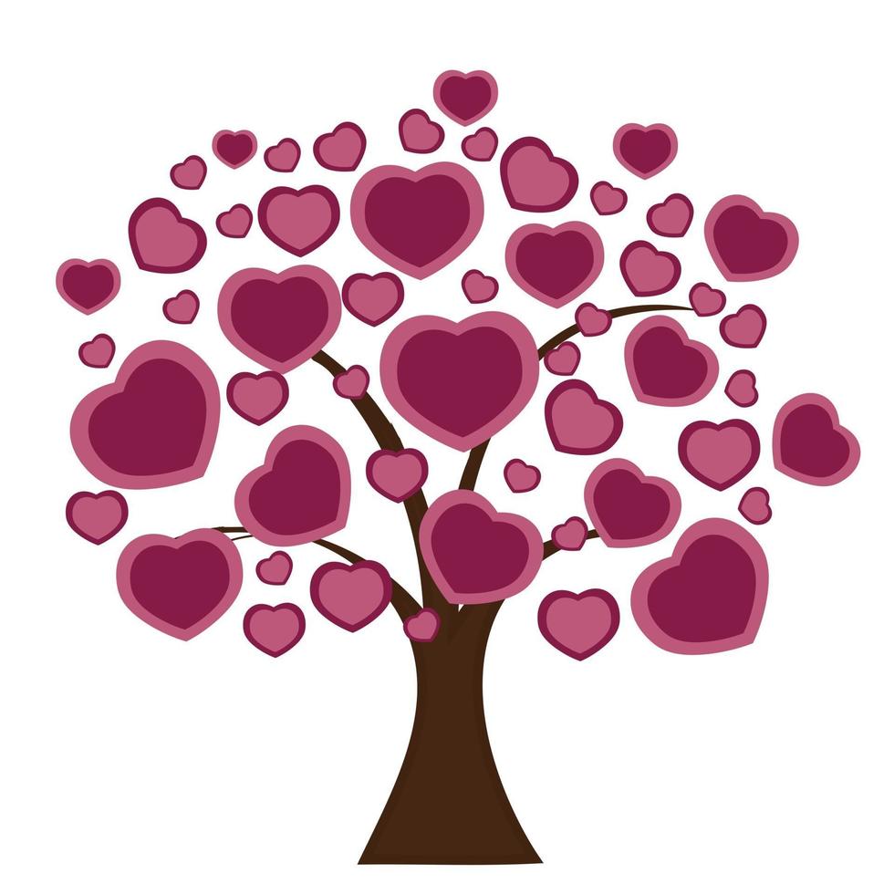 árbol de amor con hojas de corazón vector