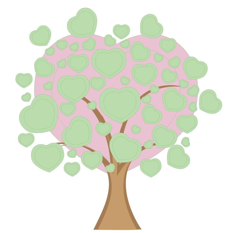 Love tree with heart leaves vector