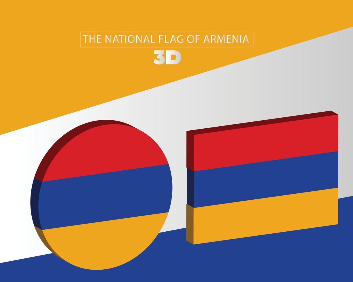 The national 3d flag of  armenia vector design