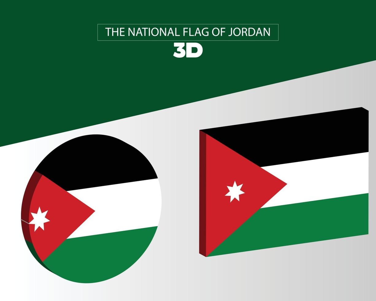 The national 3d flag of  jordan vector design