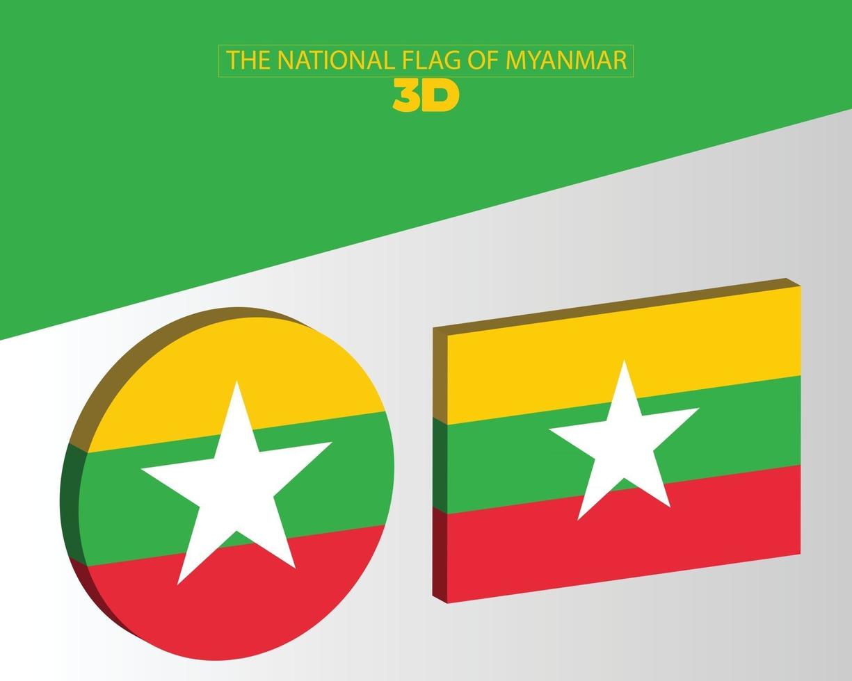 la bandera nacional 3d de myanmar vector design