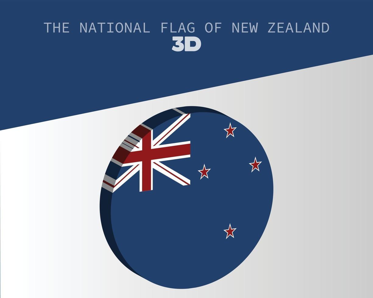 la bandera nacional 3d de nueva zelanda vector