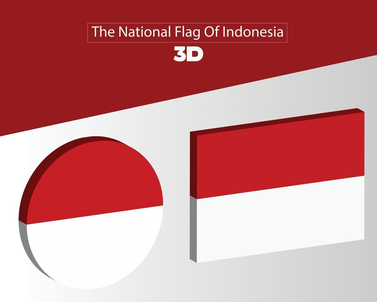 The National 3d Flag Of indonesia vector design