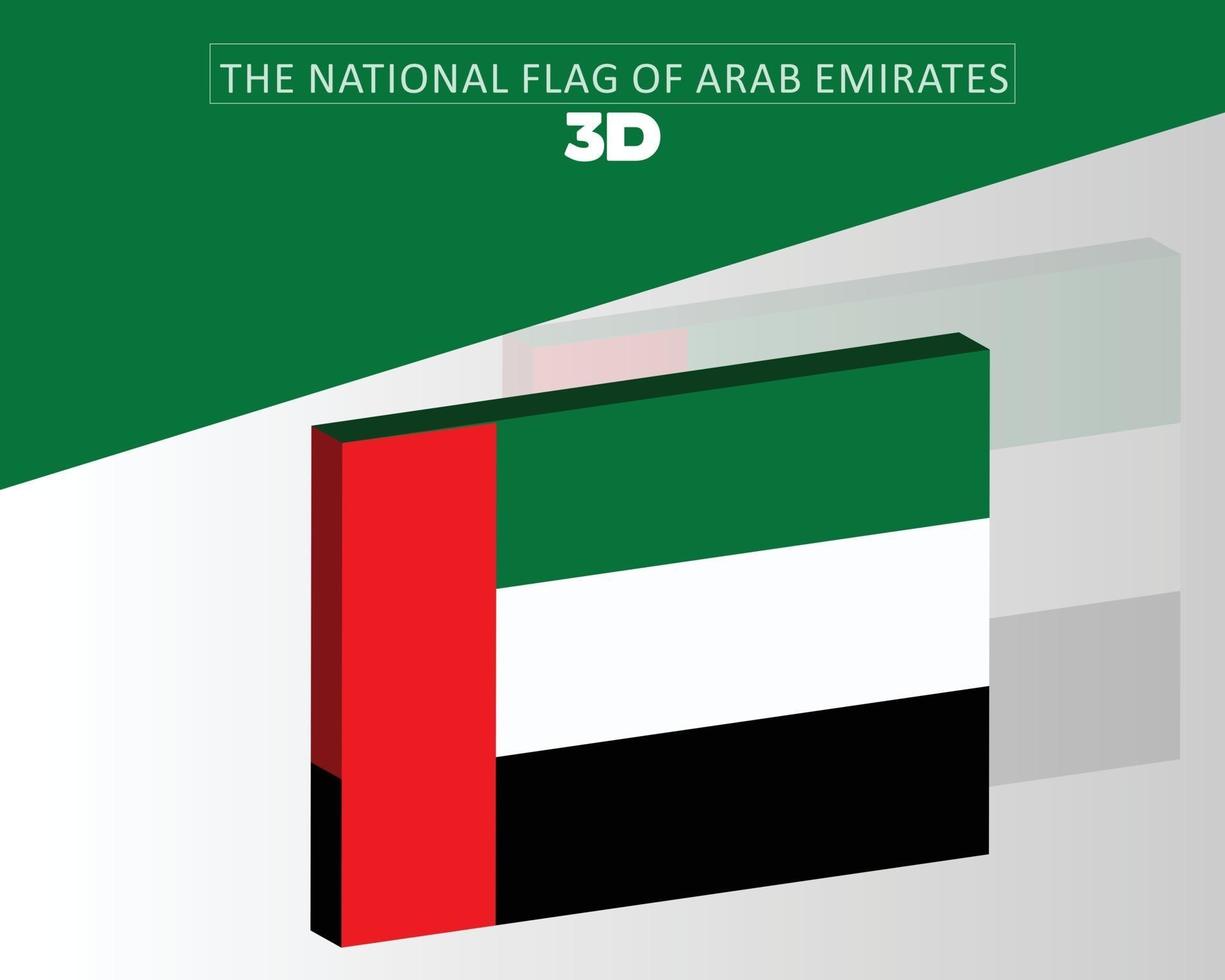 The national 3d flag of  arab emirates vector design