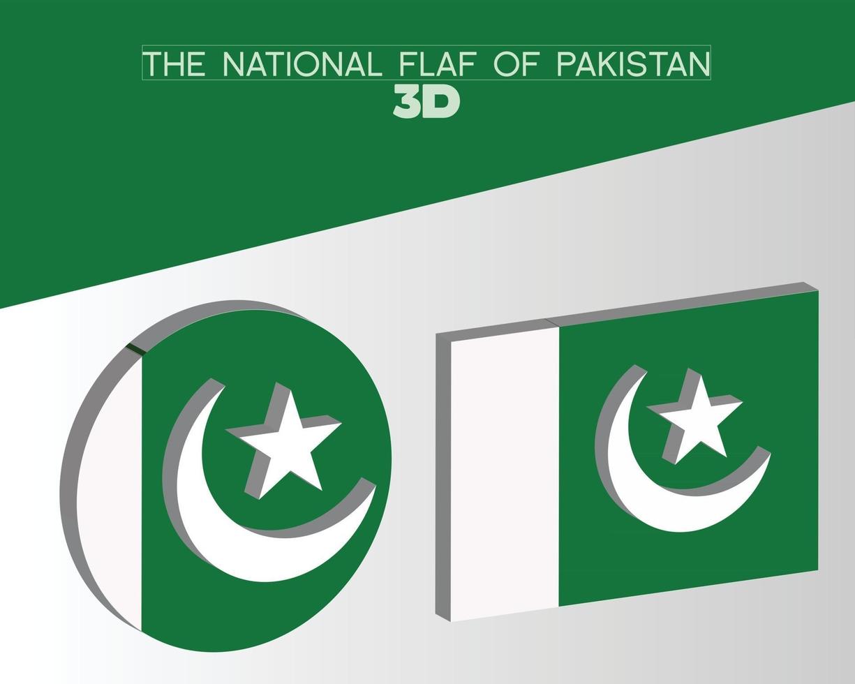 Pakistan happy independence day 3d flags vector
