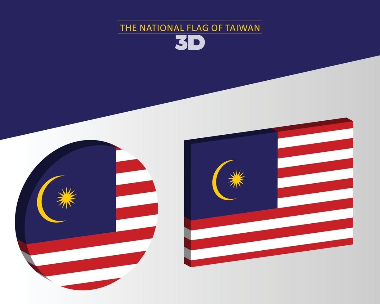 The national 3d flag of malaysia vector design