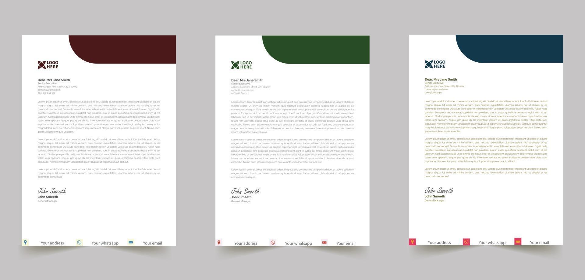 sample and professional letterhead template vector