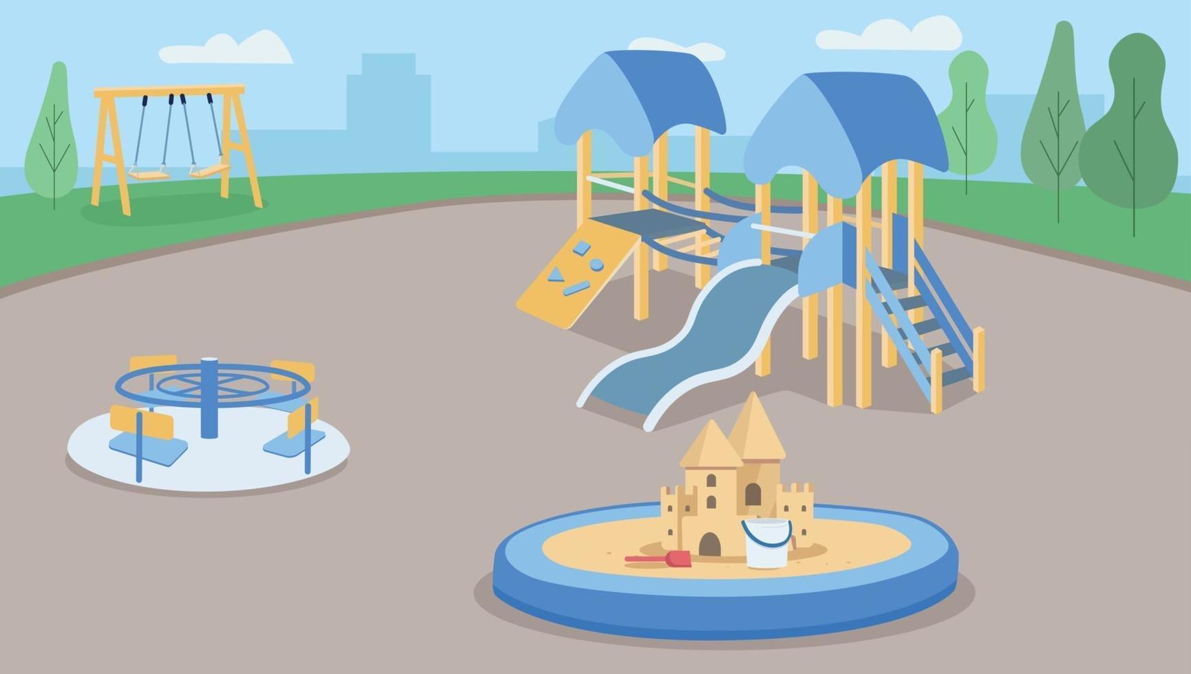 Empty playground flat color vector illustration