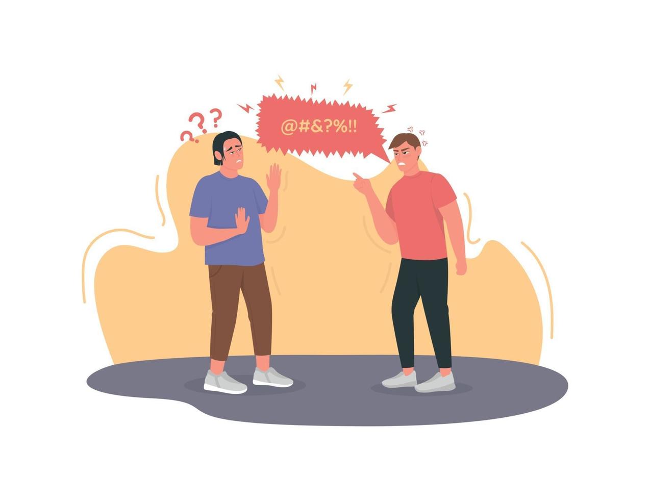 Angry man cursing, swearing 2D vector web banner