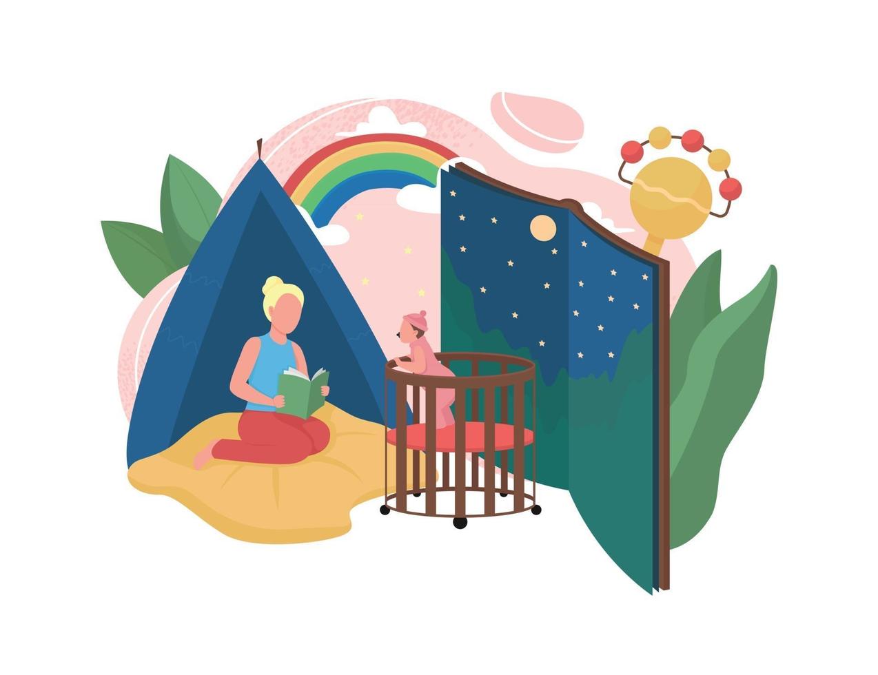 Babysitting flat concept vector illustration