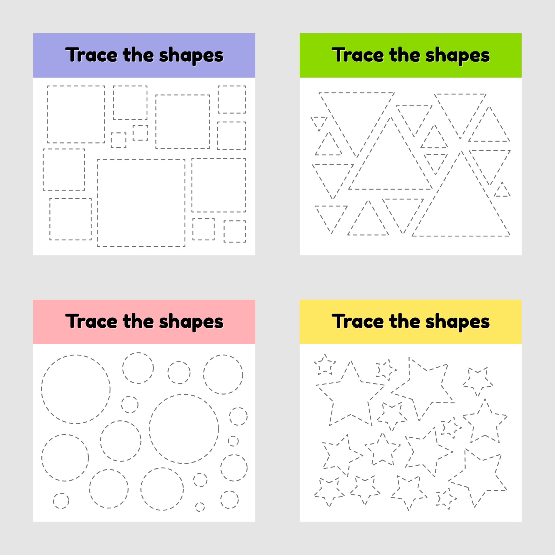 educational tracing worksheet for kids kindergarten preschool and school age trace the geometric shape dashed lines 2633049 vector art at vecteezy