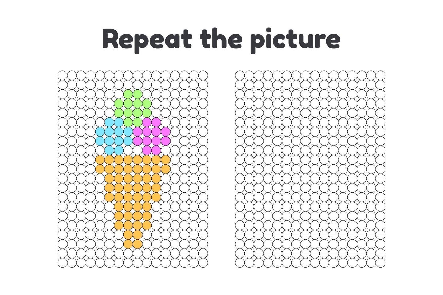 ilustración vectorial. juego para niños en edad preescolar. repite la imagen. pintar los círculos. bolas de helado en un cono vector