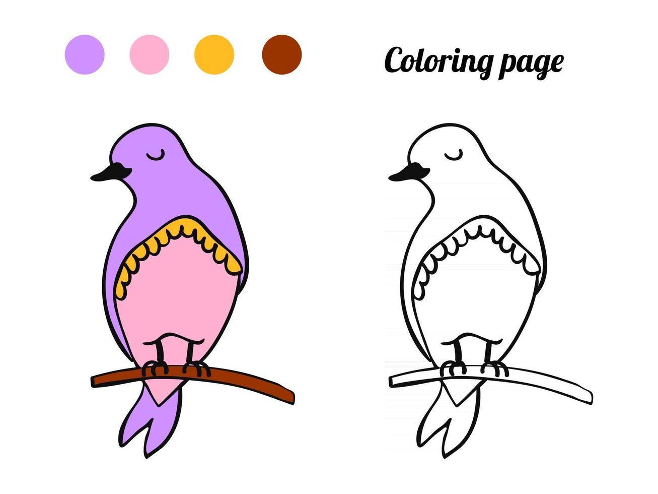 Illustration of cute bird. Coloring page or book for baby. vector