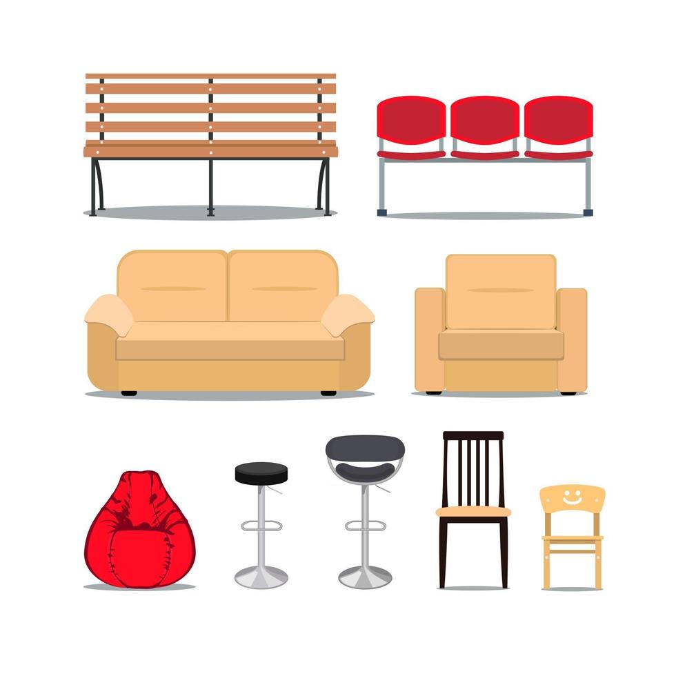 conjunto de iconos de silla y sofá de muebles modernos. vector. ilustración vector