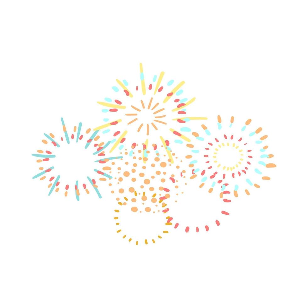 Vector colorful illustration of Fireworks isolated on white background