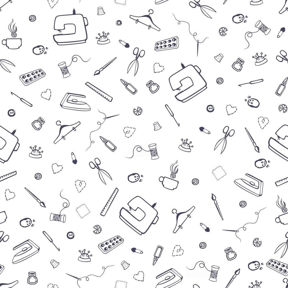 Premium Vector  Pins black and white seamless pattern sewing