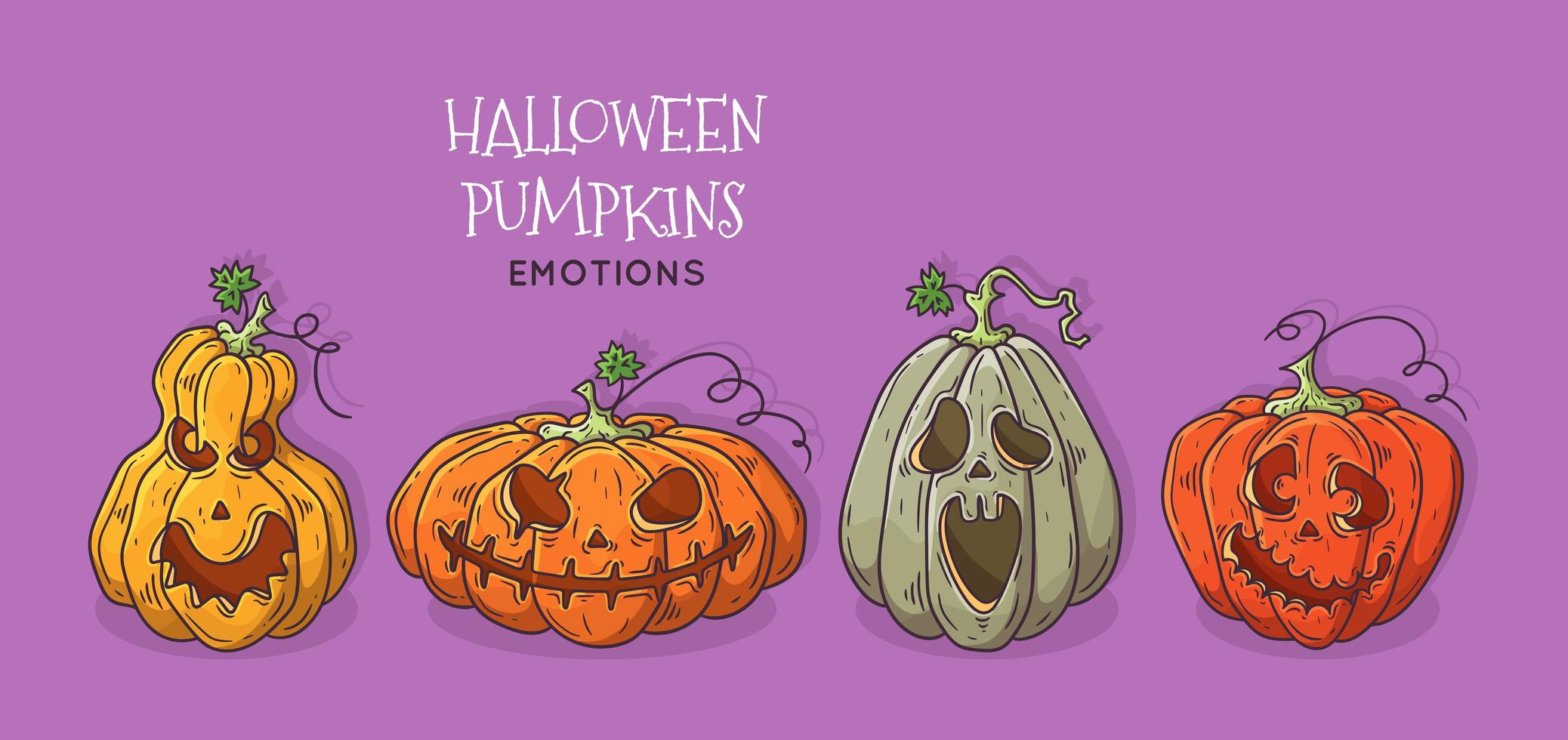 Vector hand drawn illustrations. Realistic symbol of Halloween - pumpkin.