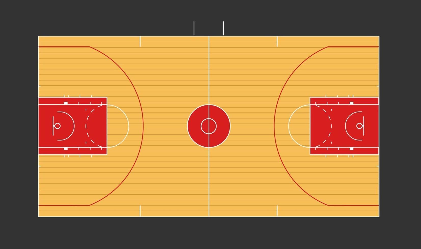 ilustración de la cancha de baloncesto con marcas de la nba vector