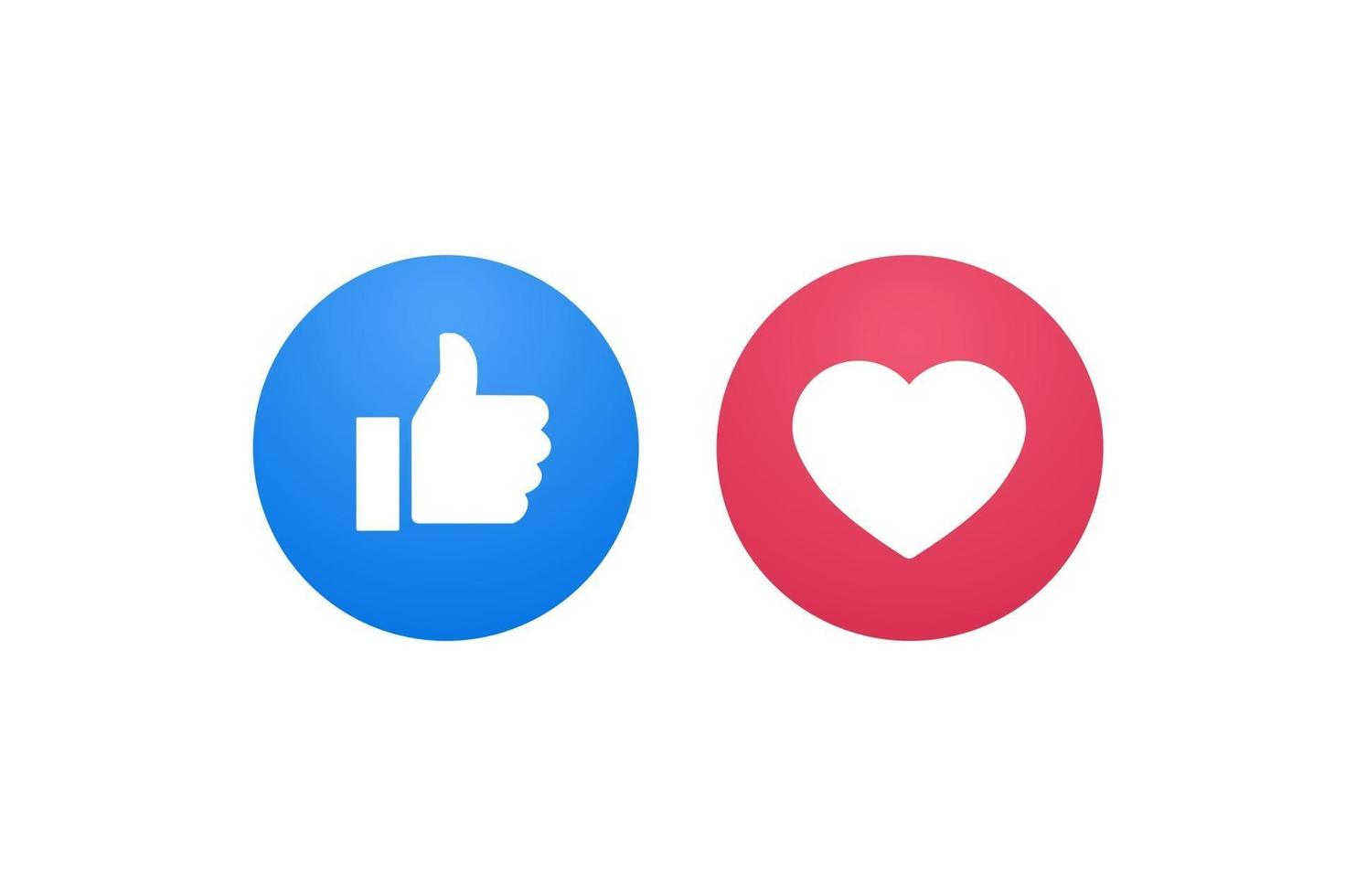 thumb up and heart like icon buttons vector