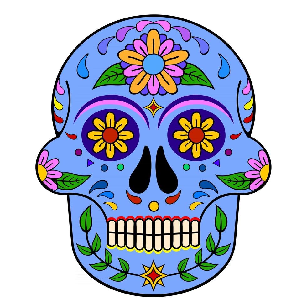 mexican day of the dead traditional skull ornaments vector