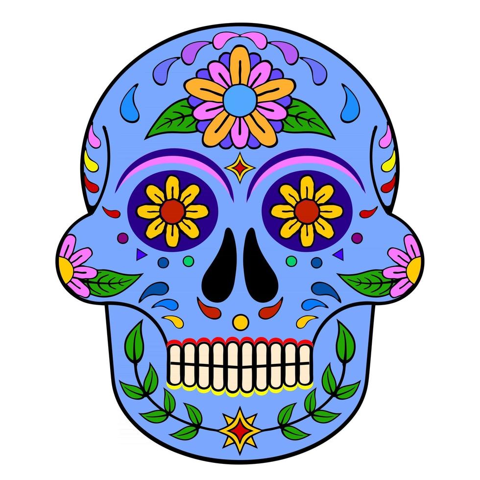 mexican day of the dead traditional skull ornaments vector