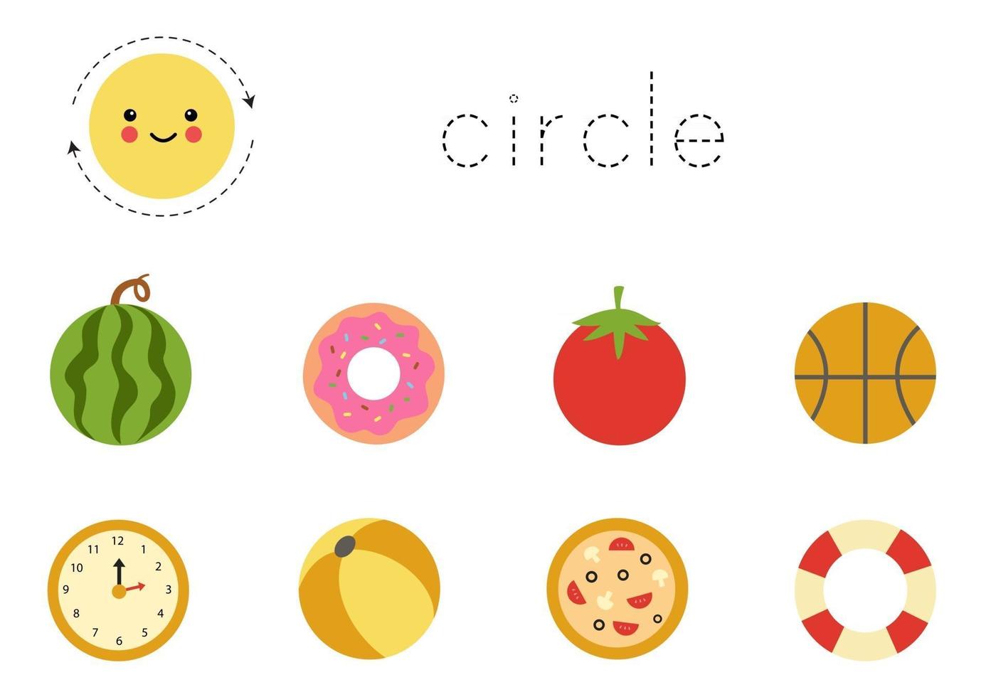Learning basic geometric form for children. Cute circle. vector