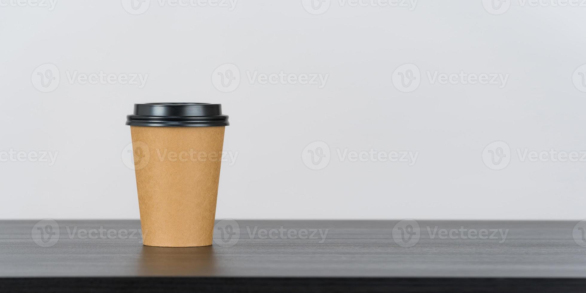 Blank paper coffee cup set on white background photo