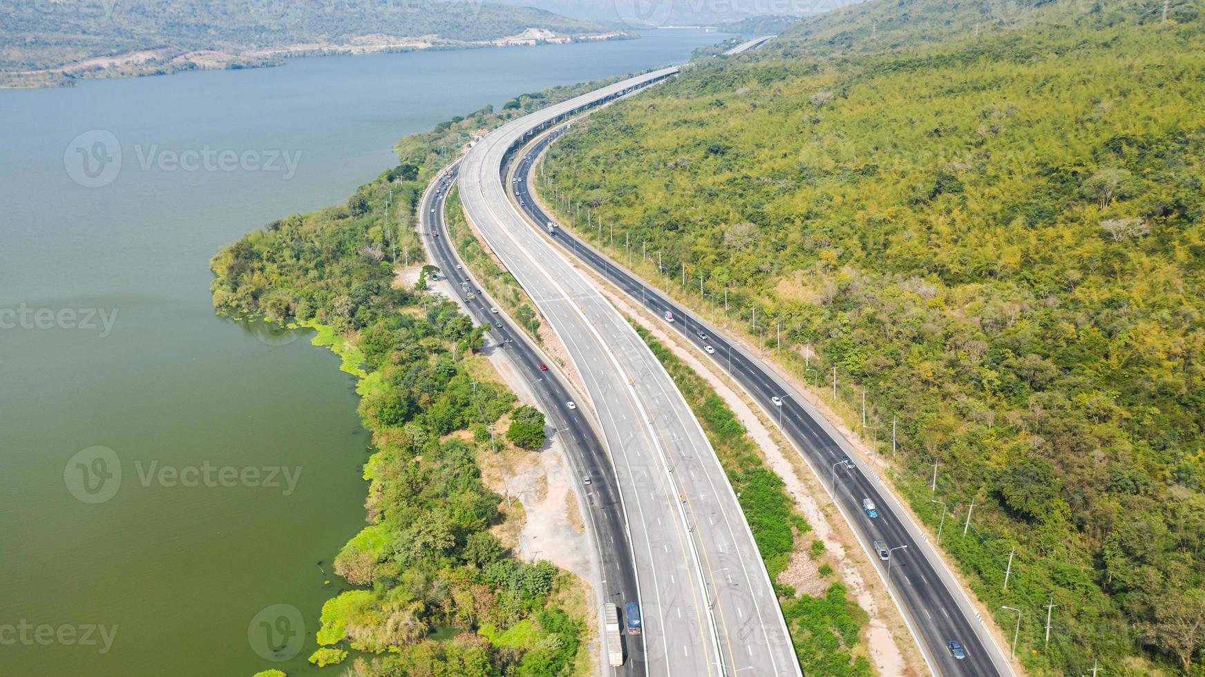 Scenic aerial view of big highway photo