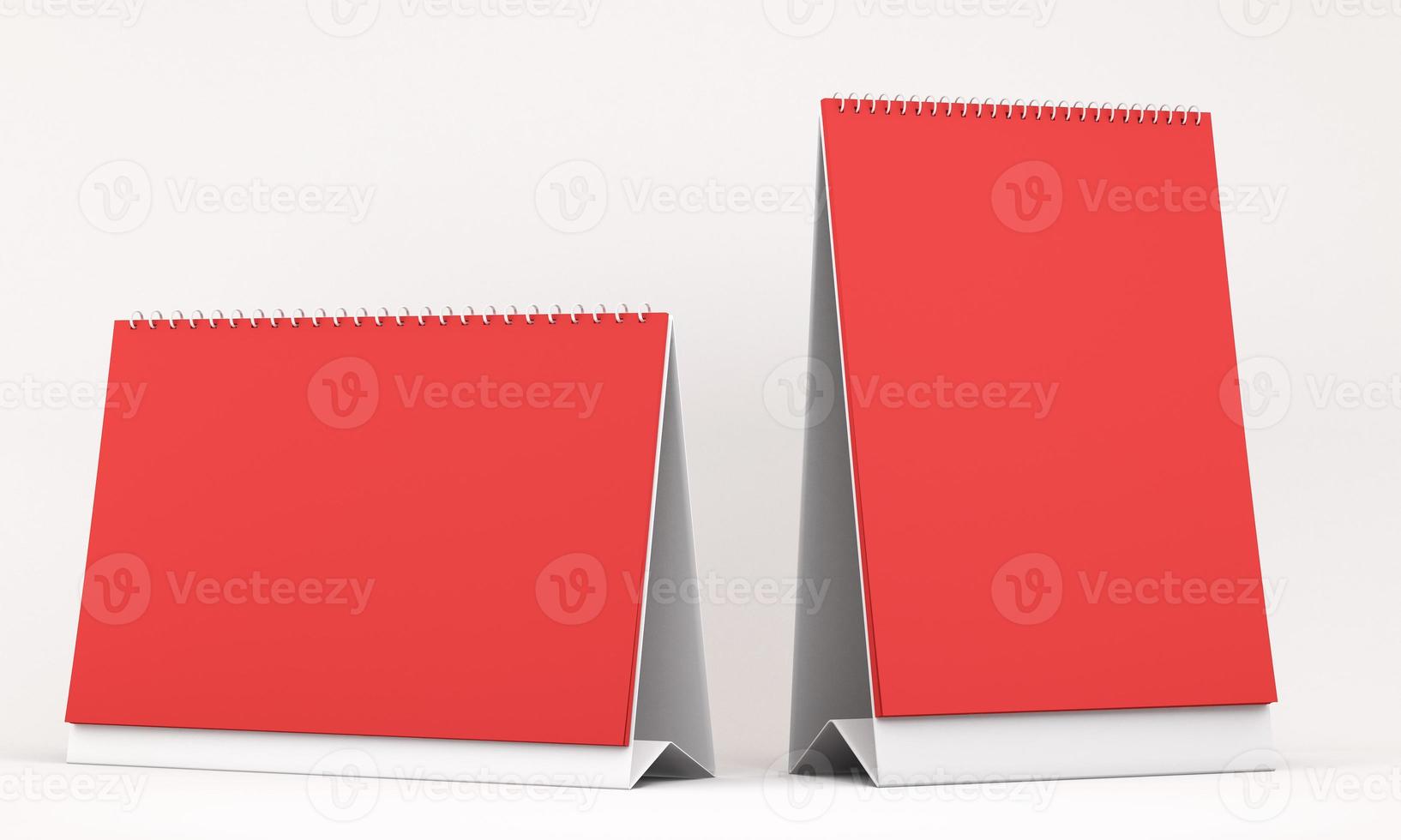 3d illustration of white blank calendar on red background photo