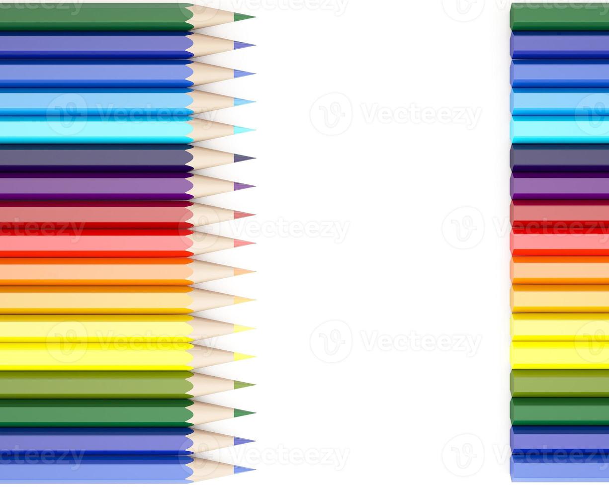 3d Rendering of color pencils on white background photo