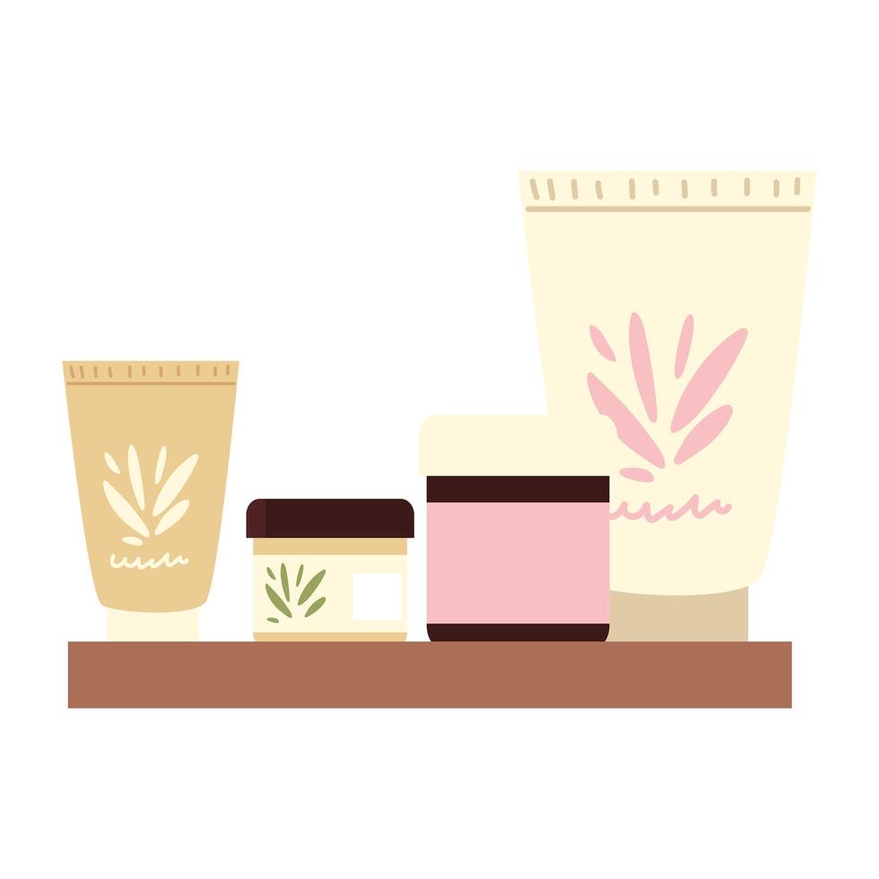 skin care cosmetic organic and herbal products on shelf vector