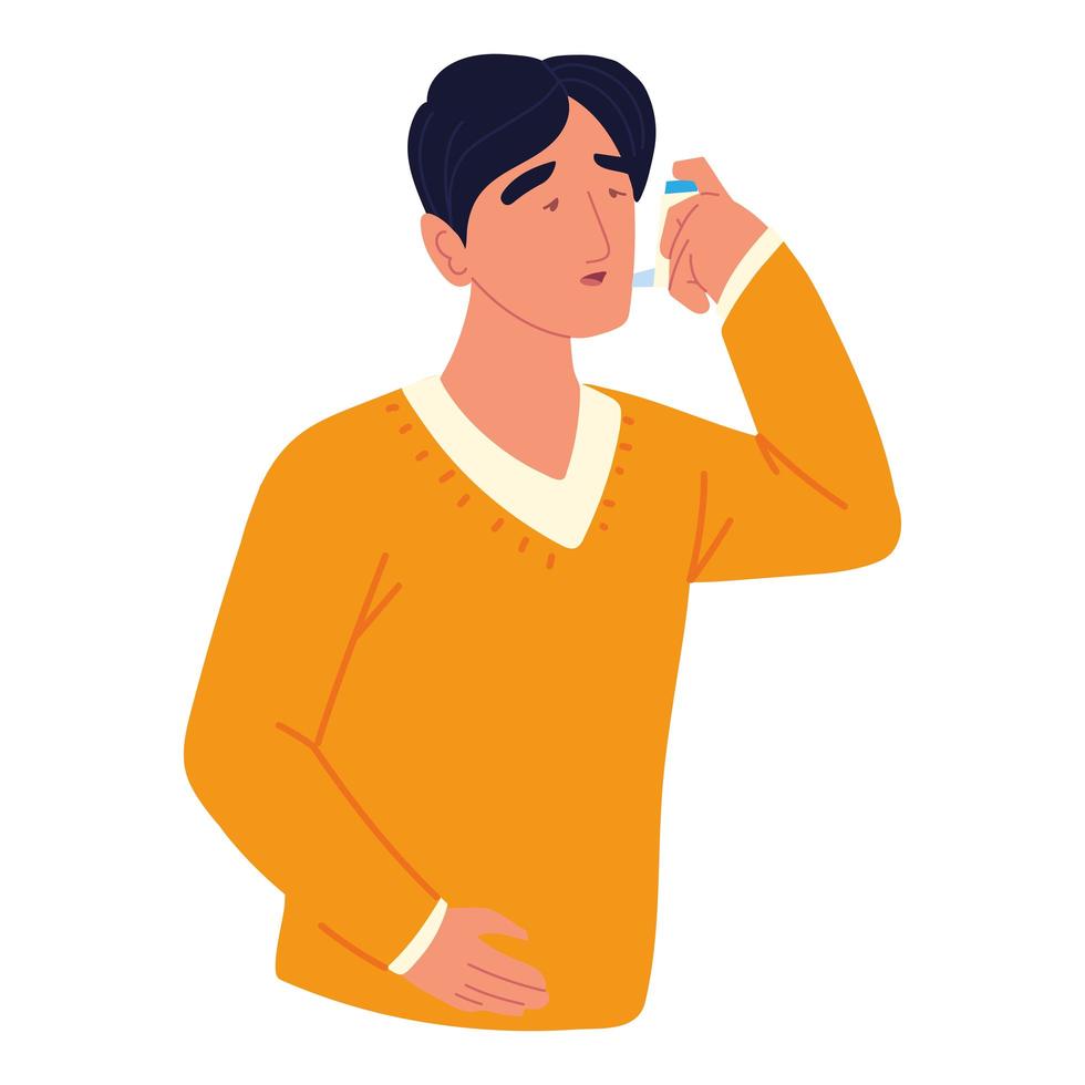 man asthma inhaler vector