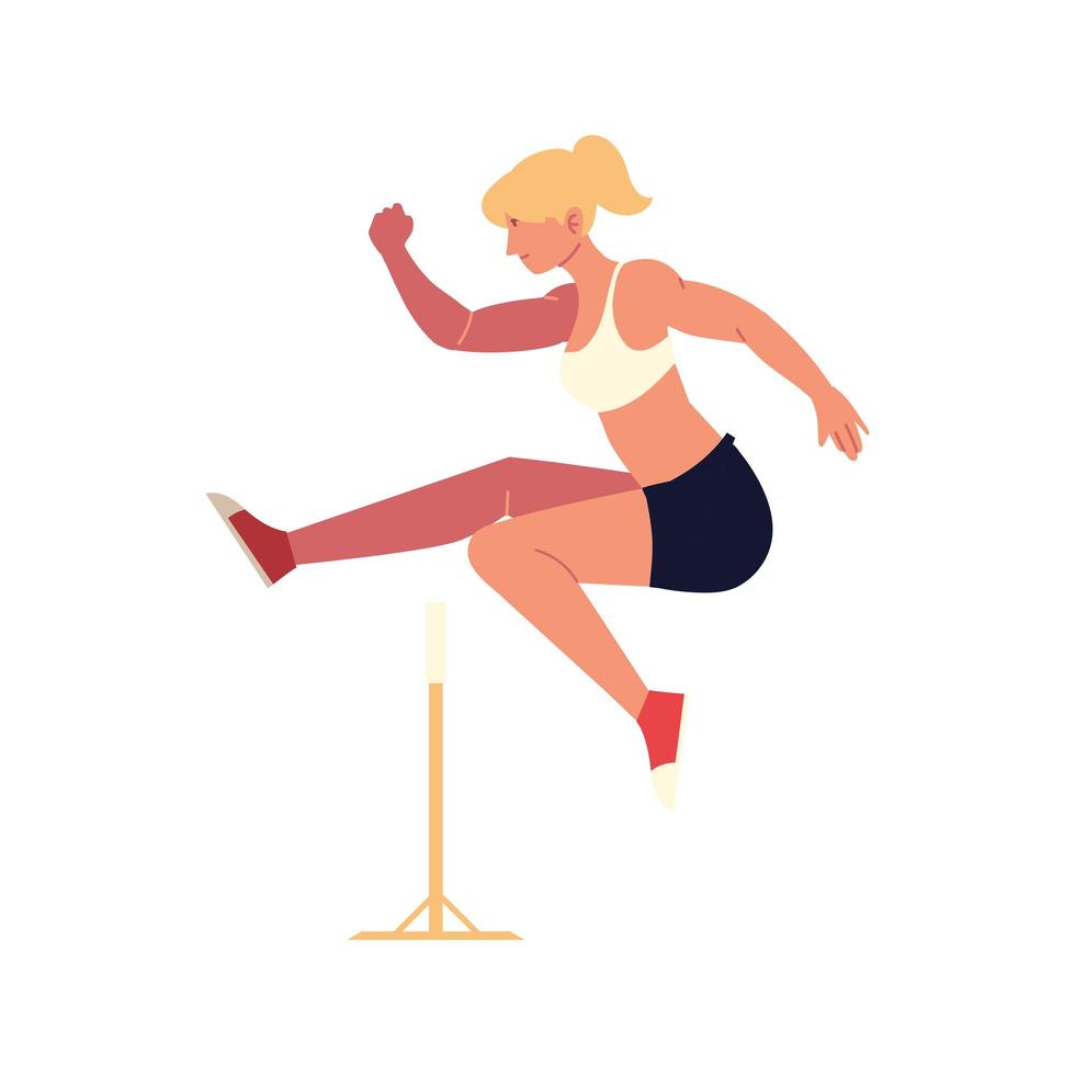 woman jumping obstacle vector