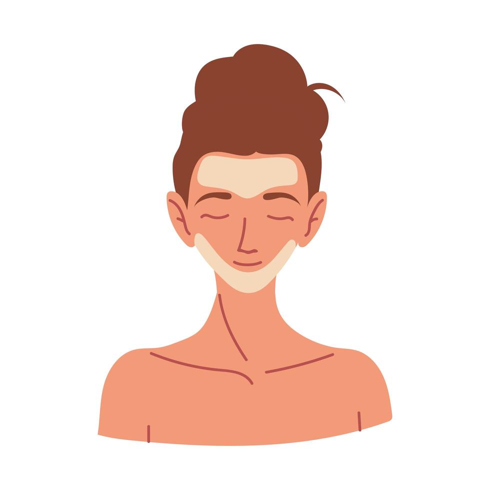 woman putting face cream on her skin care routine vector