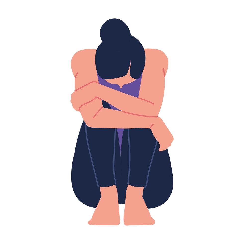 depressed woman lonely vector