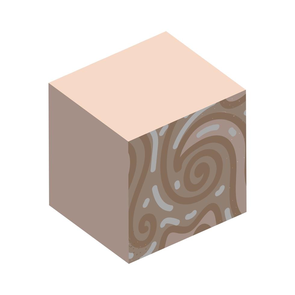 cubo isométrico textura abstracta formas pintura icono vector